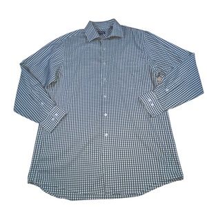 Van Heusen Flex Regular Fit Green Plaid Button Down Stretch Shirt - Men’s 15 1/2